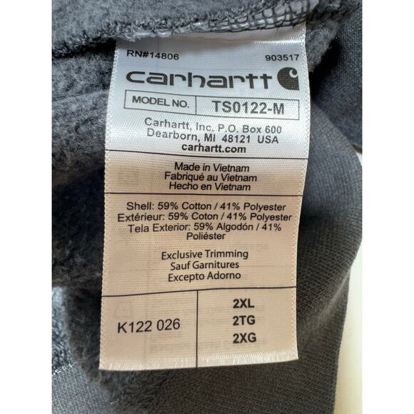 Carhartt Men’s Loose Fit Jacket 2XL Gray Zipper Front Hooded Utility Cotton - Picture 5 of 11